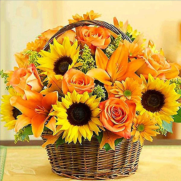 HOMFUN Full Square/Round Drill 5D DIY Diamond Painting ‘’Sunflower basket" 3D Embroidery Cross Stitch 5D Home Decor Gift