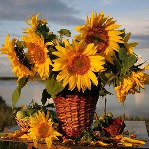 HOMFUN Full Square/Round Drill 5D DIY Diamond Painting ‘’Sunflower basket" 3D Embroidery Cross Stitch 5D Home Decor Gift